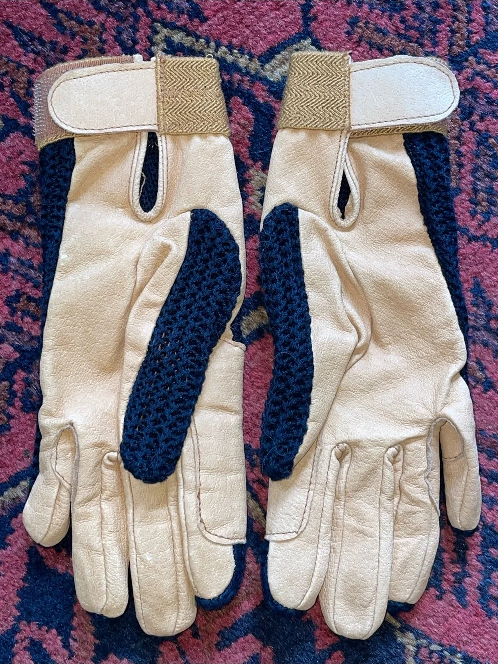 KENSINGTON Equestrian Riding Gloves Leather Crochet S